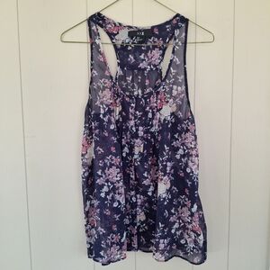 Forever 21 Sheer Sleeveless Floral Button Down Blouse Size Small Fairycore